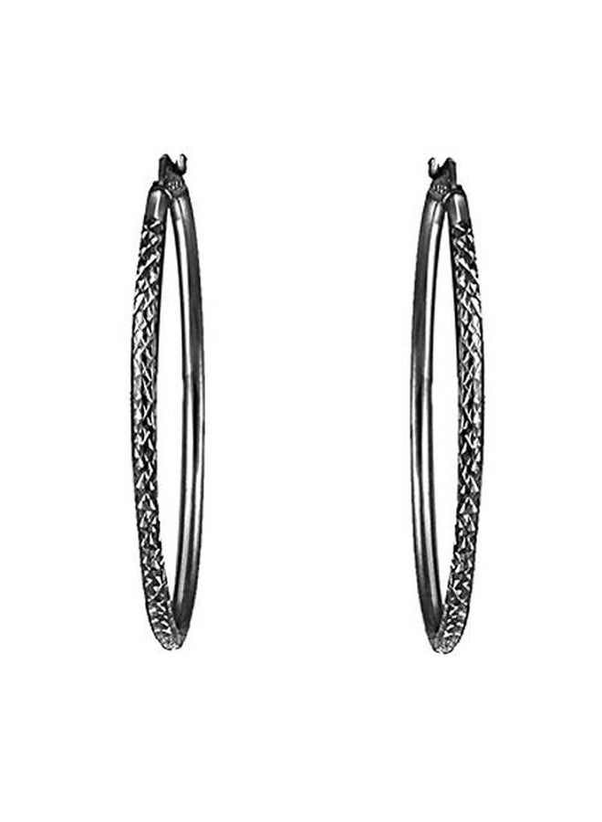 Hoops & Loops - 925 Sterling Silver Diamond Cut Round Hoop Earrings - Image 1
