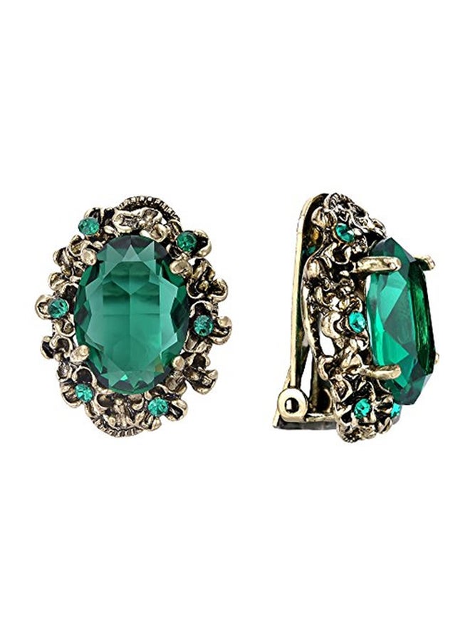 BriLove - Brass Victorian Style Clip On Earrings - Image 1