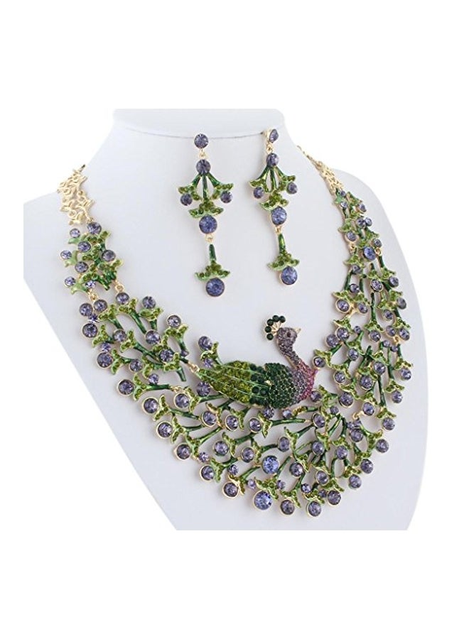 إيفر فيث طقم قلادة وحلق أذن مصنوع من سبيكة معدنية ومطلي بالمينا ومرصع بالكريستال النمساوي - Image 5