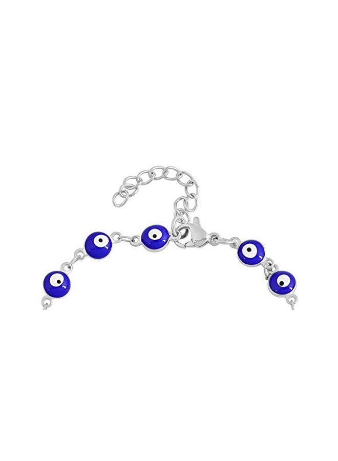 EDFORCE Stainless Steel Enamel Evil Eye Protection Chain Bracelet - Image 3