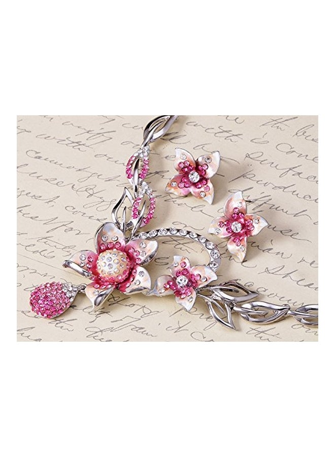 Alilang Swarovski Crystal Studded Plumeria Flower Styled Jewelry Set  - Image 2