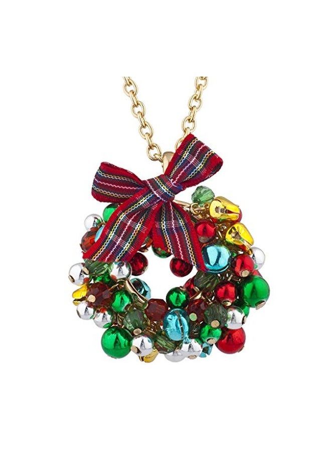 Lux Accessories Brass Bell Wreath Designed Jewellery Set - Image 2