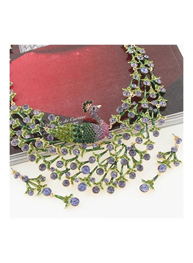 إيفر فيث طقم قلادة وحلق أذن مصنوع من سبيكة معدنية ومطلي بالمينا ومرصع بالكريستال النمساوي - Image 3