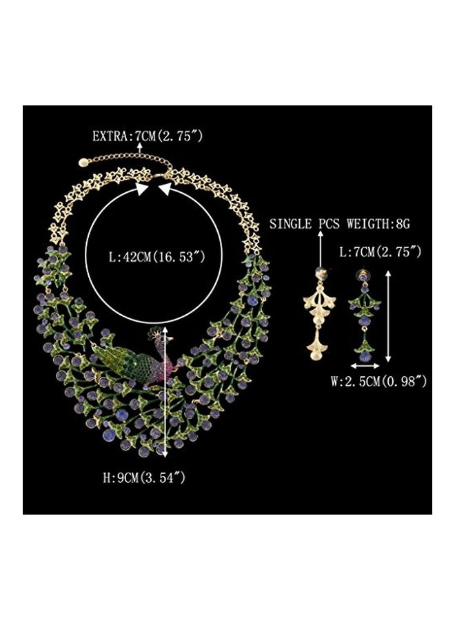 إيفر فيث طقم قلادة وحلق أذن مصنوع من سبيكة معدنية ومطلي بالمينا ومرصع بالكريستال النمساوي - Image 2