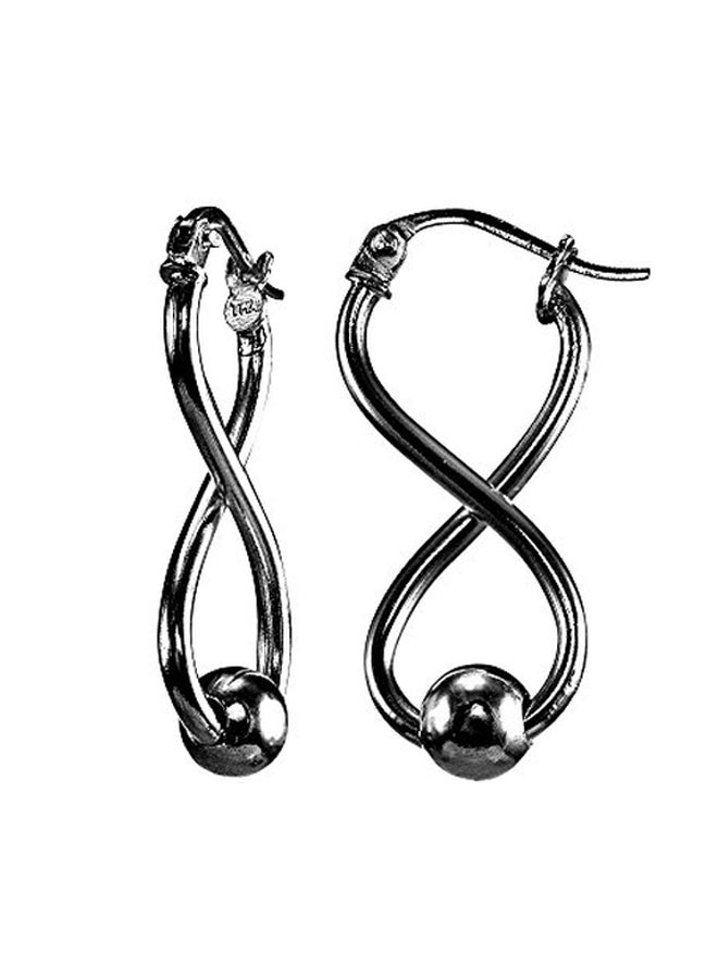 Hoops & Loops - 925 Sterling Silver Infinity Figure 8 Design Earrings - Image 1