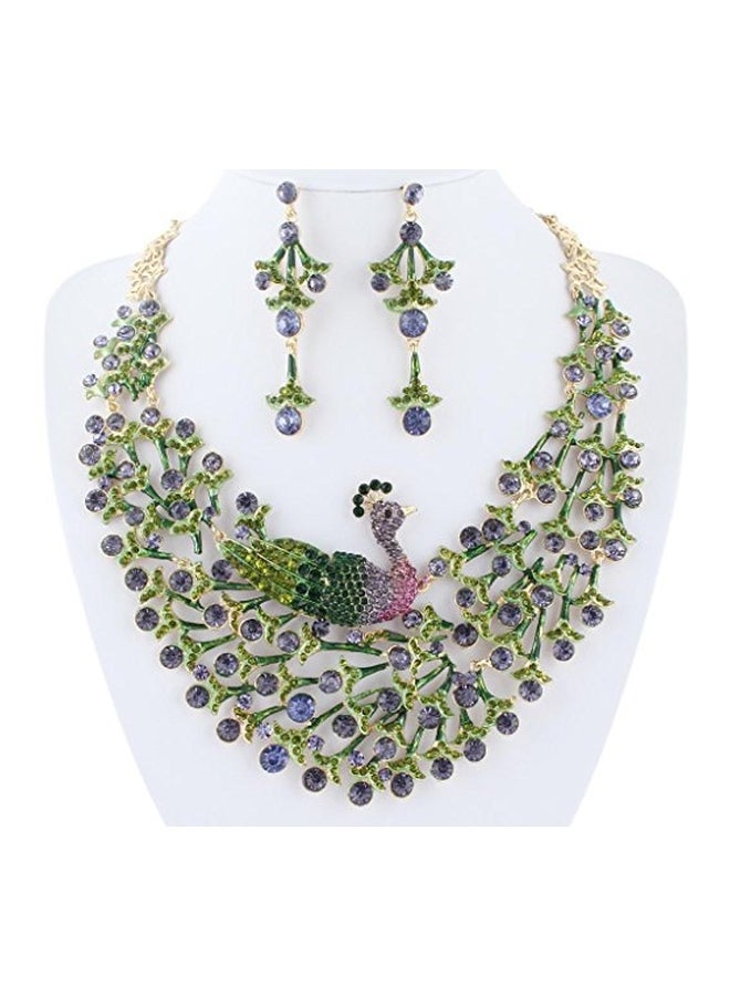 إيفر فيث طقم قلادة وحلق أذن مصنوع من سبيكة معدنية ومطلي بالمينا ومرصع بالكريستال النمساوي - Image 4