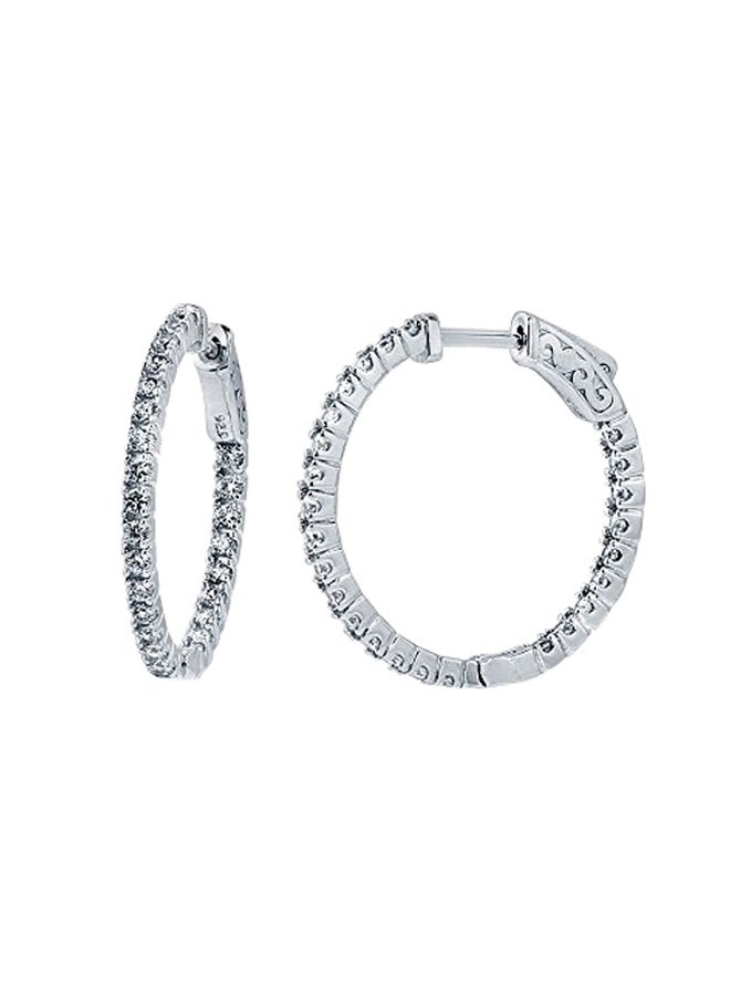 Berricle 925 Sterling Silver 0.75 Ct Cubic Zirconia Studded Hoop Earrings  - Image 1