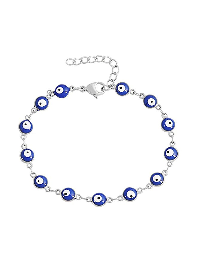 EDFORCE Stainless Steel Enamel Evil Eye Protection Chain Bracelet - Image 1