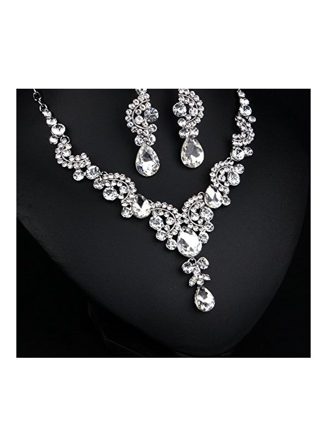 Hamer Alloy Crystal Studded Necklace And Earrings Set - Image 4