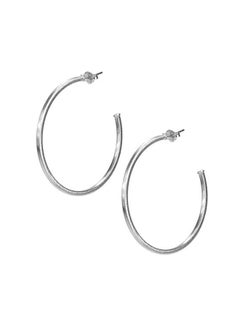 Brass Silver Plated Hoop Earrings