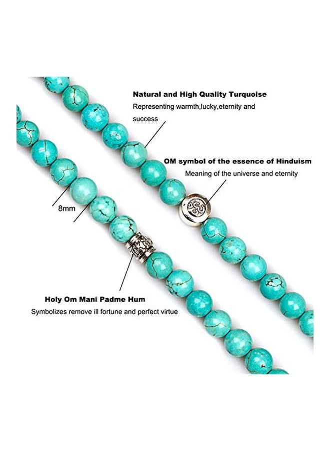 PWMEN Alloy Turquoise Studded 108 Beads Necklace - Image 4