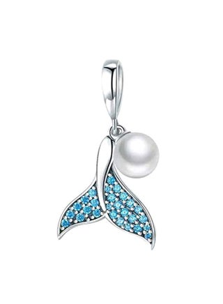 Brass Mermaid Tail Shell Pearl Studded Charm - v1553871255/N22642016A_1