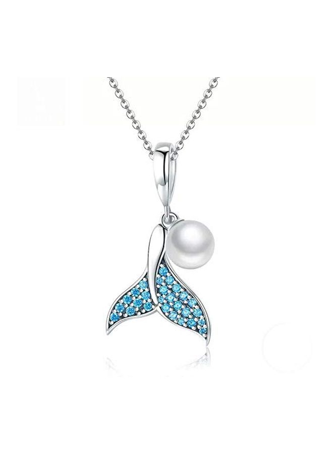 Brass Mermaid Tail Shell Pearl Studded Charm