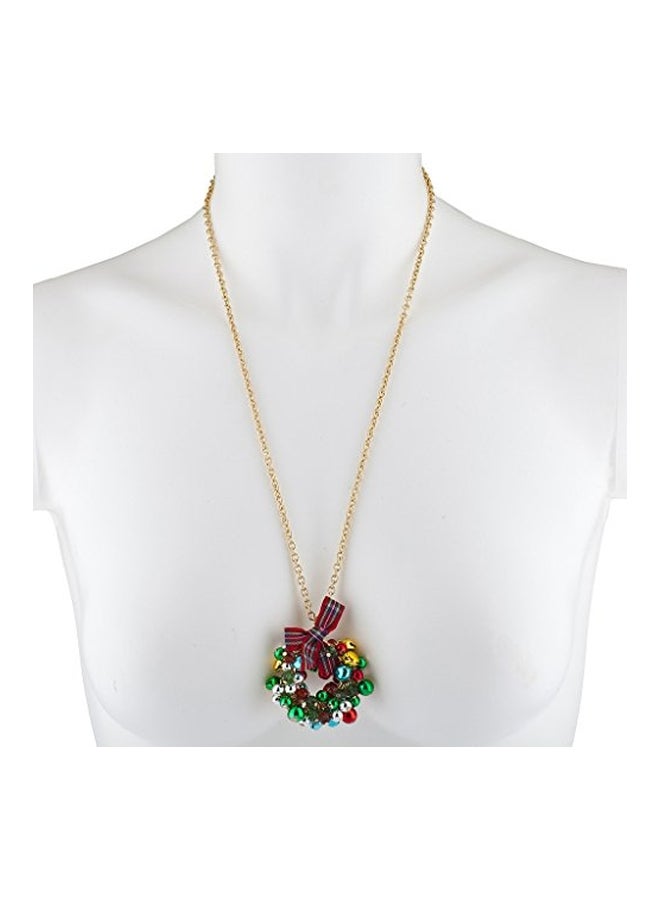 Lux Accessories Brass Bell Wreath Designed Jewellery Set - Image 4