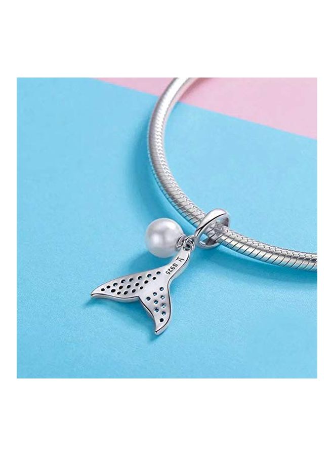 Brass Mermaid Tail Shell Pearl Studded Charm