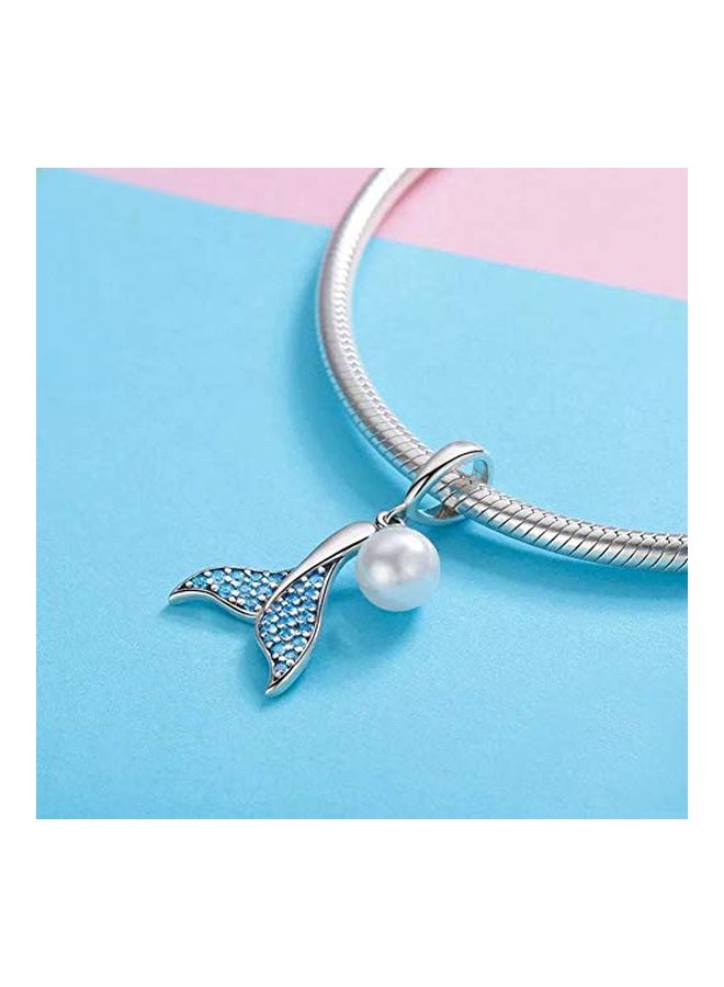 Brass Mermaid Tail Shell Pearl Studded Charm