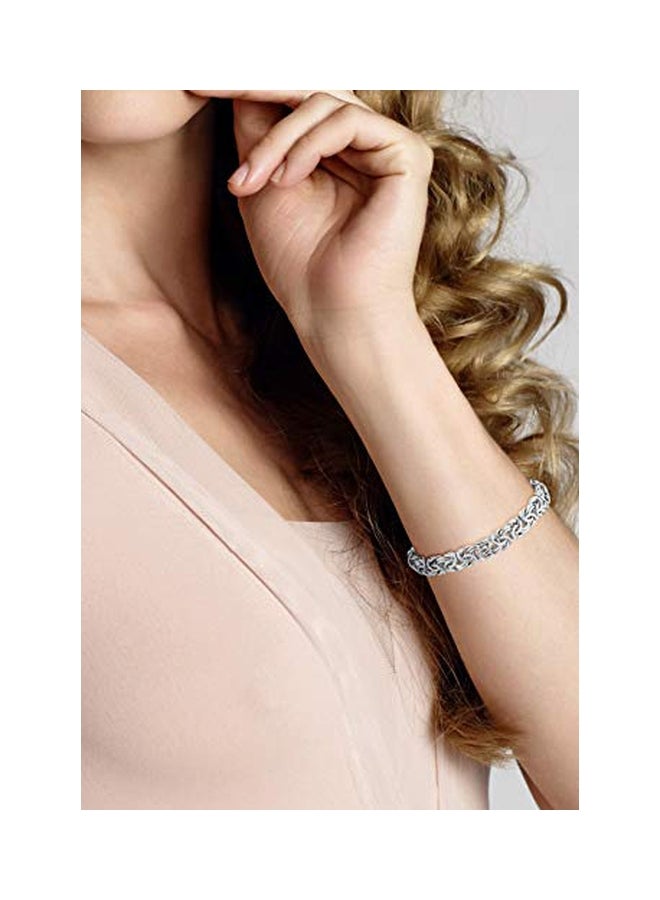MiaBella 925 Sterling Silver Byzantine Link Chain Bracelet - Image 2