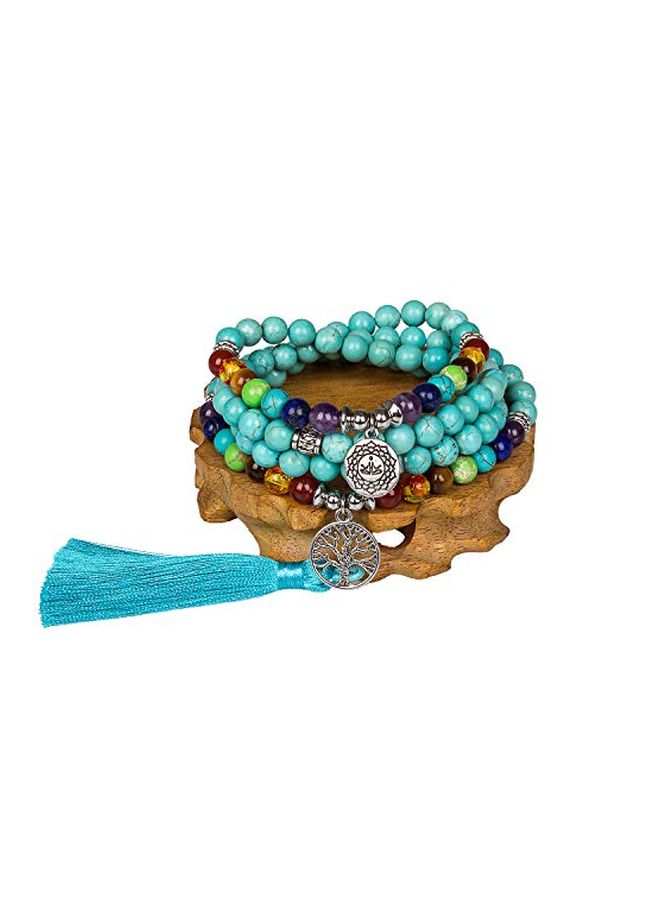 PWMEN Alloy Turquoise Studded 108 Beads Necklace - Image 2