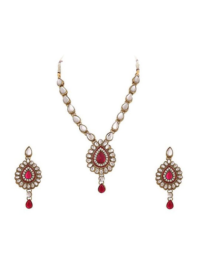 Dancing Girl - Alloy Cubic Zirconia Studded Necklace Set - Image 1