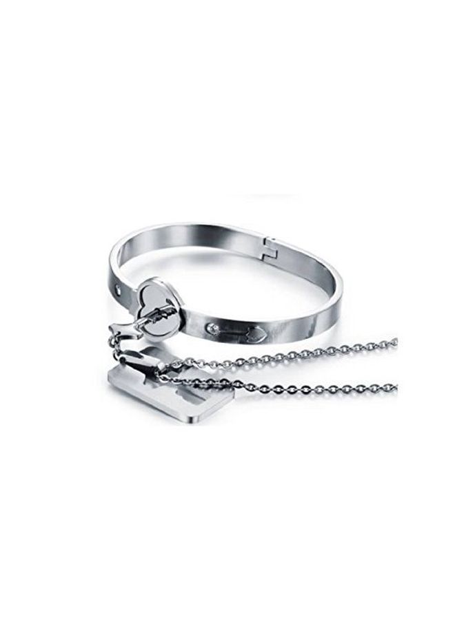 Naivo - Stainless Steel Bracelet With Key Pendant Necklace - Image 1