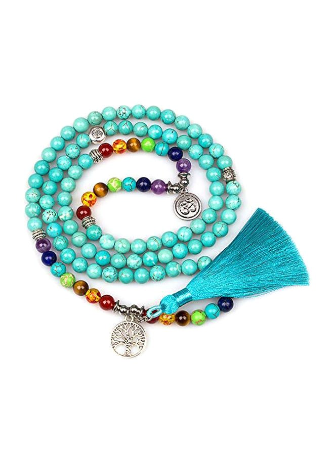 PWMEN Alloy Turquoise Studded 108 Beads Necklace - Image 1