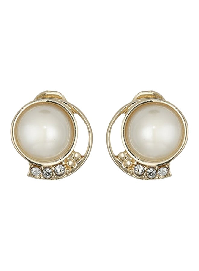 Napier Brass Button Clip-On Earrings  - Image 1