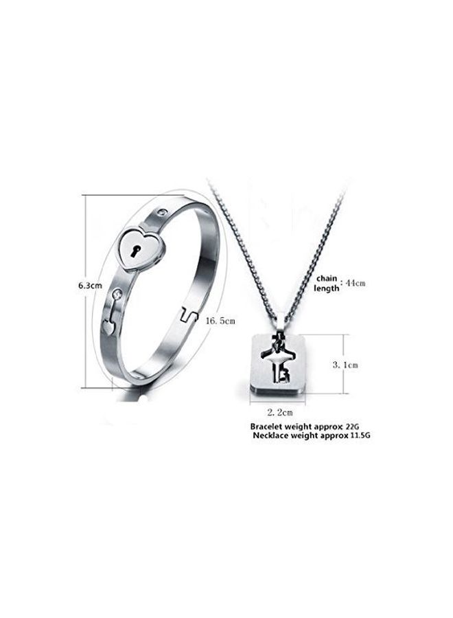 Naivo - Stainless Steel Bracelet With Key Pendant Necklace - Image 1