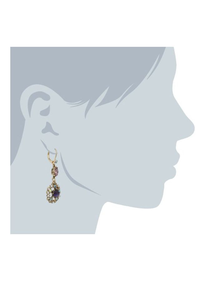 Betsey Johnson Brass Crystal Studded Teardrop Earrings  - Image 2