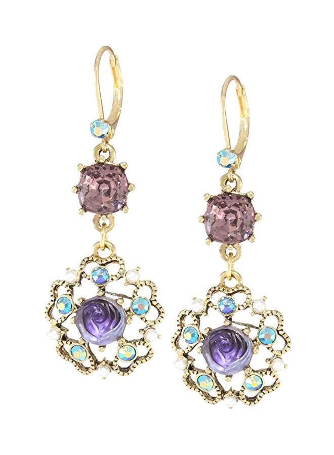 Betsey Johnson Brass Crystal Studded Teardrop Earrings  - Image 1