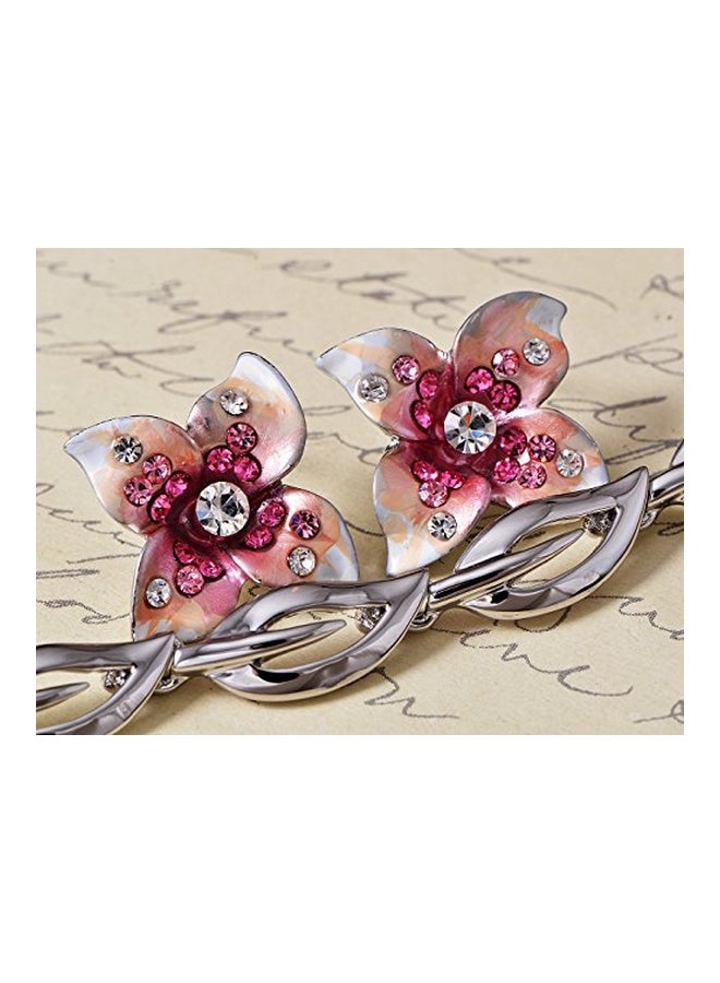 Alilang Swarovski Crystal Studded Plumeria Flower Styled Jewelry Set  - Image 4