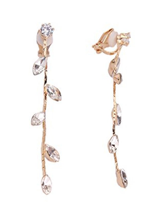 جريس جون أقراط بقفل مشبكي وشرابة مرصعة بالزركونيا المكعبة وحجر الراين - Image 2