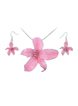 Floral Pendant Necklace And Dangle Earrings Set - v1553871665/N22643762A_1