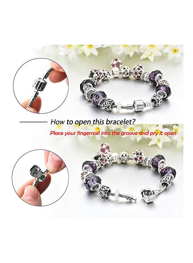 لونغ واي سوار مطلي الفضة ومرصع بالكريستال النمساوي وبأحجار الراين ومزين بحلية - Image 4