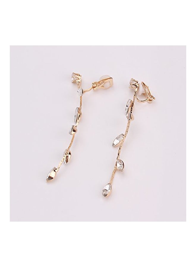 جريس جون أقراط بقفل مشبكي وشرابة مرصعة بالزركونيا المكعبة وحجر الراين - Image 4