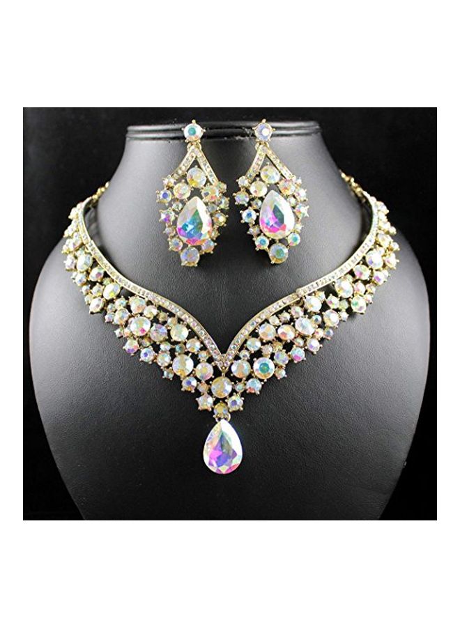 Janefashions Alloy Gold Plated Rhinestone Crystal Studded Jewellery Set - Image 5