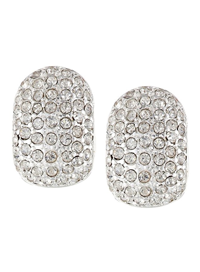 ANNE KLEIN - Brass Stone Studded Hoop Earrings - Image 1