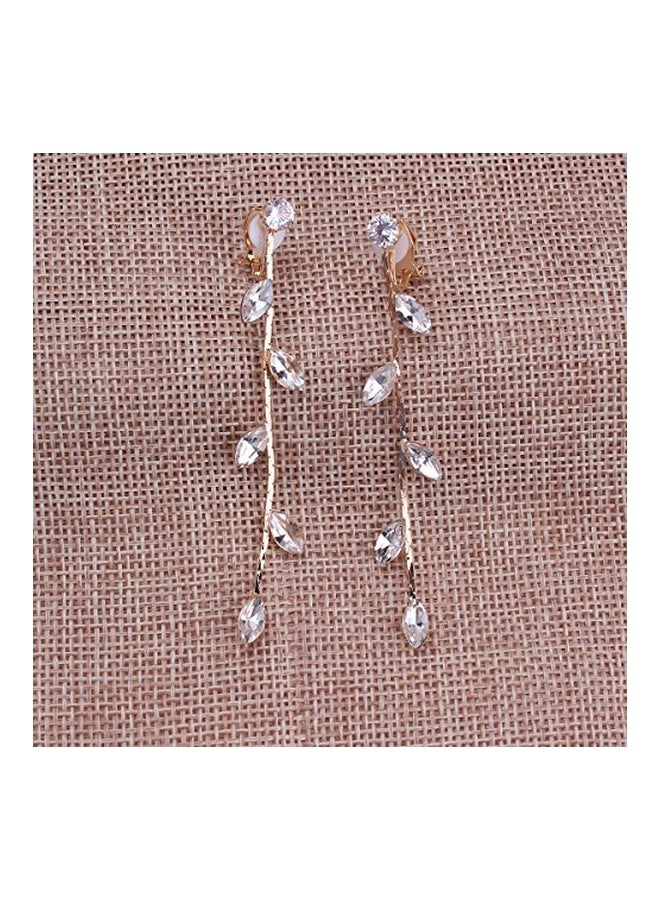 جريس جون أقراط بقفل مشبكي وشرابة مرصعة بالزركونيا المكعبة وحجر الراين - Image 3