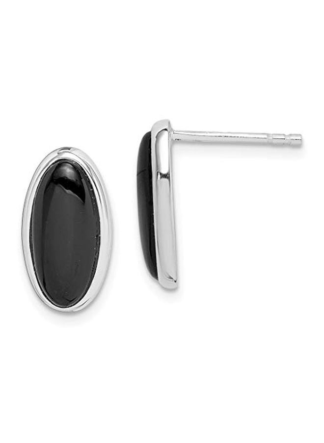 ICE CARATS 925 Sterling Silver Onyx Inlay Stud Earrings - Image 2