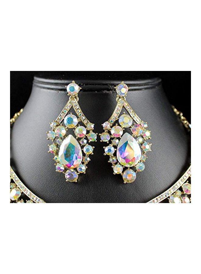 Janefashions Alloy Gold Plated Rhinestone Crystal Studded Jewellery Set - Image 4