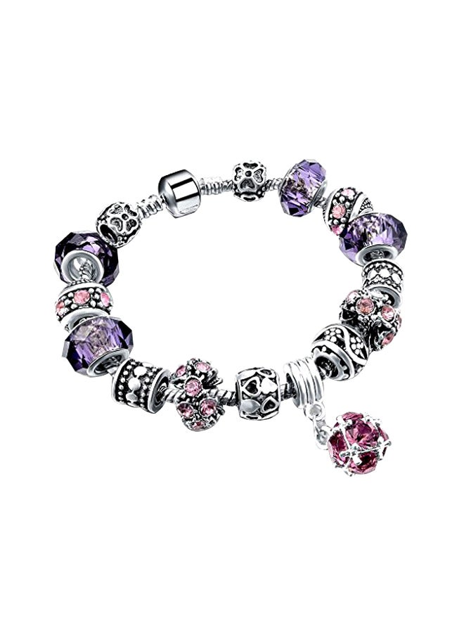 لونغ واي سوار مطلي الفضة ومرصع بالكريستال النمساوي وبأحجار الراين ومزين بحلية - Image 1