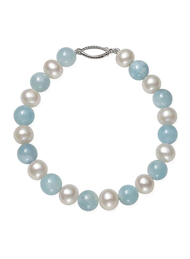 Belacqua Pearl And Aquamarine Studded Bracelet - Image 1