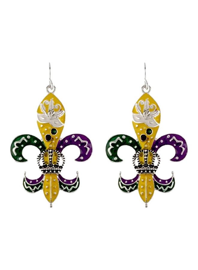 Elosee - Alloy Mardi Gras Theme Dangle Earrings - Image 1