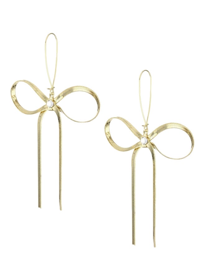 Betsey Johnson Brass Bow Teardrop Earrings  - Image 1