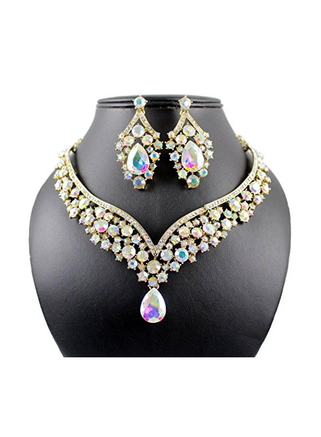 Janefashions Alloy Gold Plated Rhinestone Crystal Studded Jewellery Set - Image 2