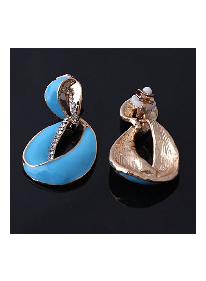 Grace Jun Gold Plated Copper Enamel And Rhinestone Studded Clip on Earrings  - Image 5