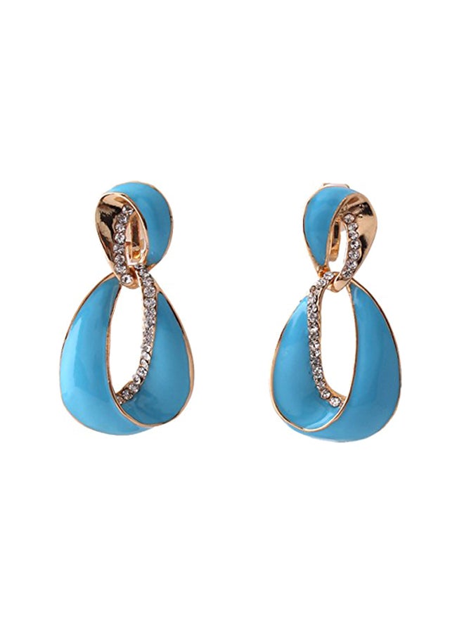 Grace Jun Gold Plated Copper Enamel And Rhinestone Studded Clip on Earrings  - Image 1