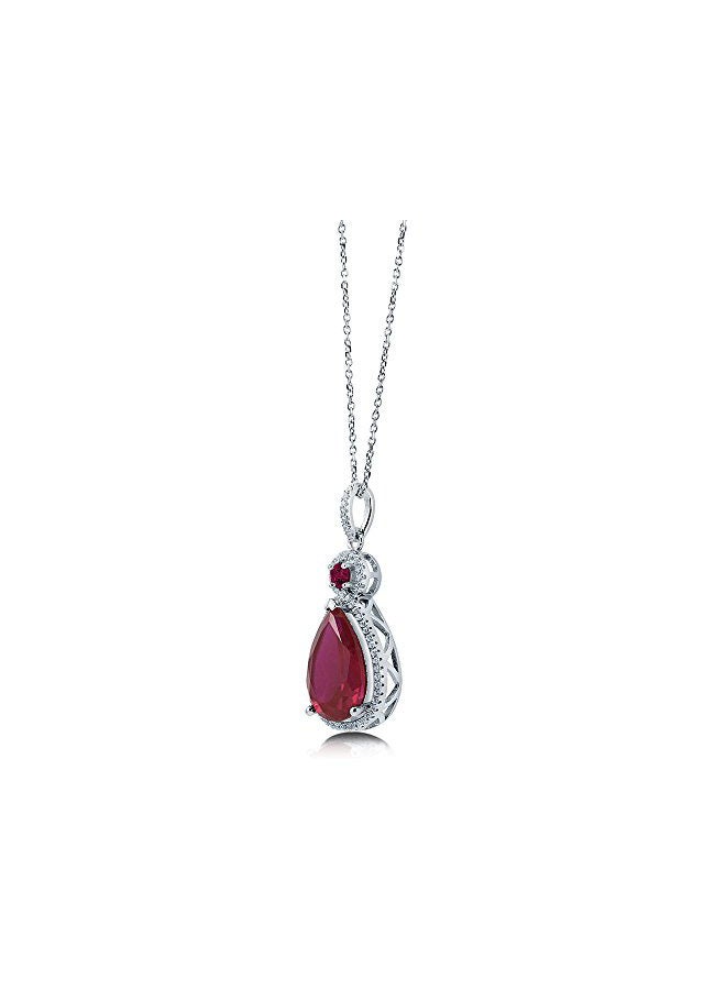 Berricle Rhodium Plated 925 Sterling Silver Pear Cubic Zirconia Studded Jewellery Set  - Image 3