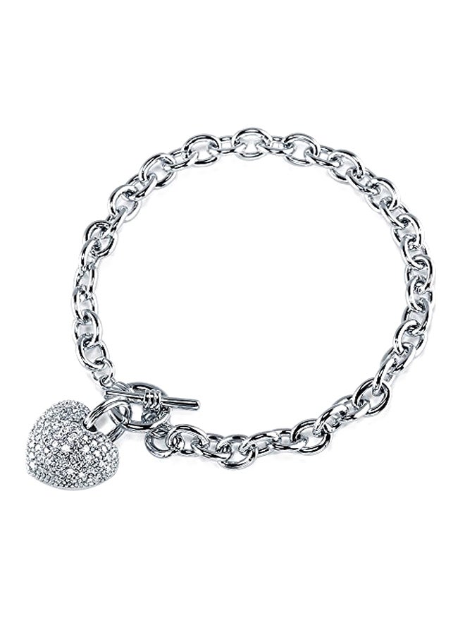 Berricle Rhodium Plated Cubic Zirconia Studded Charm Bracelet  - Image 1