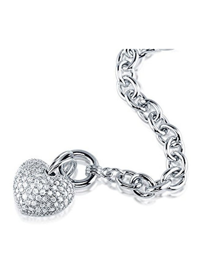Berricle Rhodium Plated Cubic Zirconia Studded Charm Bracelet  - Image 2