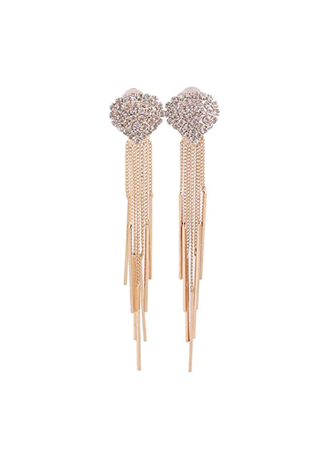 Grace Jun 18 Karat Gold Plated Copper Rhinestone Studded Teardrop Tassel - Image 1